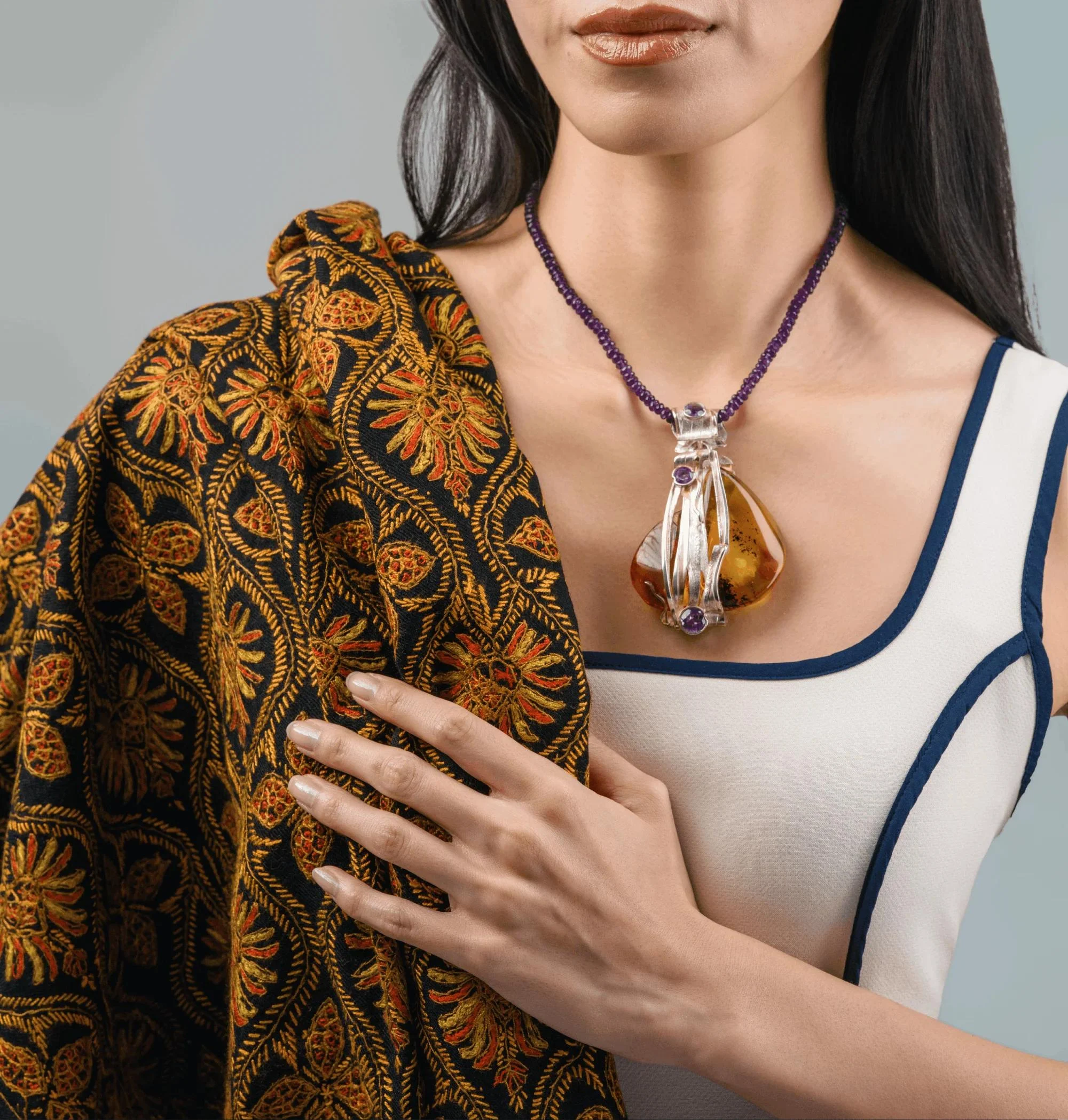 Scarf and Pendant Necklace